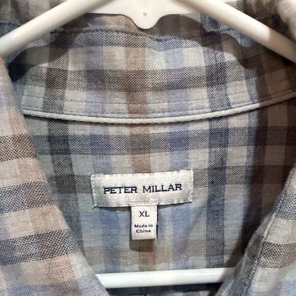 Peter Millar Crown Men's Hill Point cotton sport shirt British Grey plaid XL - Picture 4 of 4